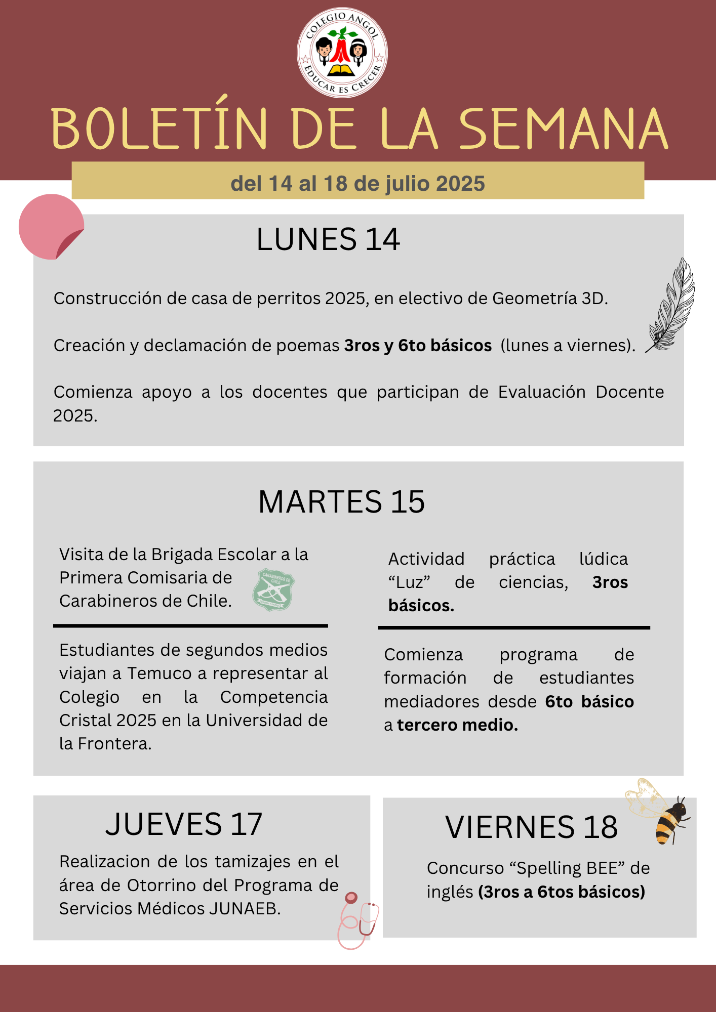 boletin informativo del 14 al 18 de julio 2025