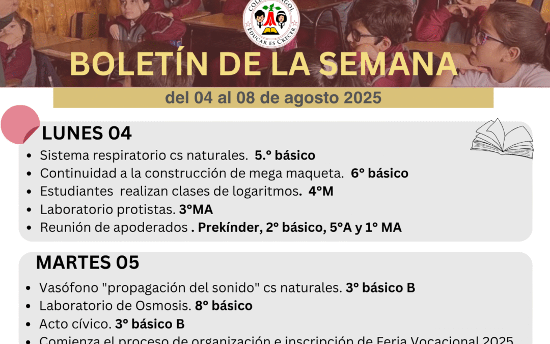 Boletín de la semana del 04 al 08 de agosto 202